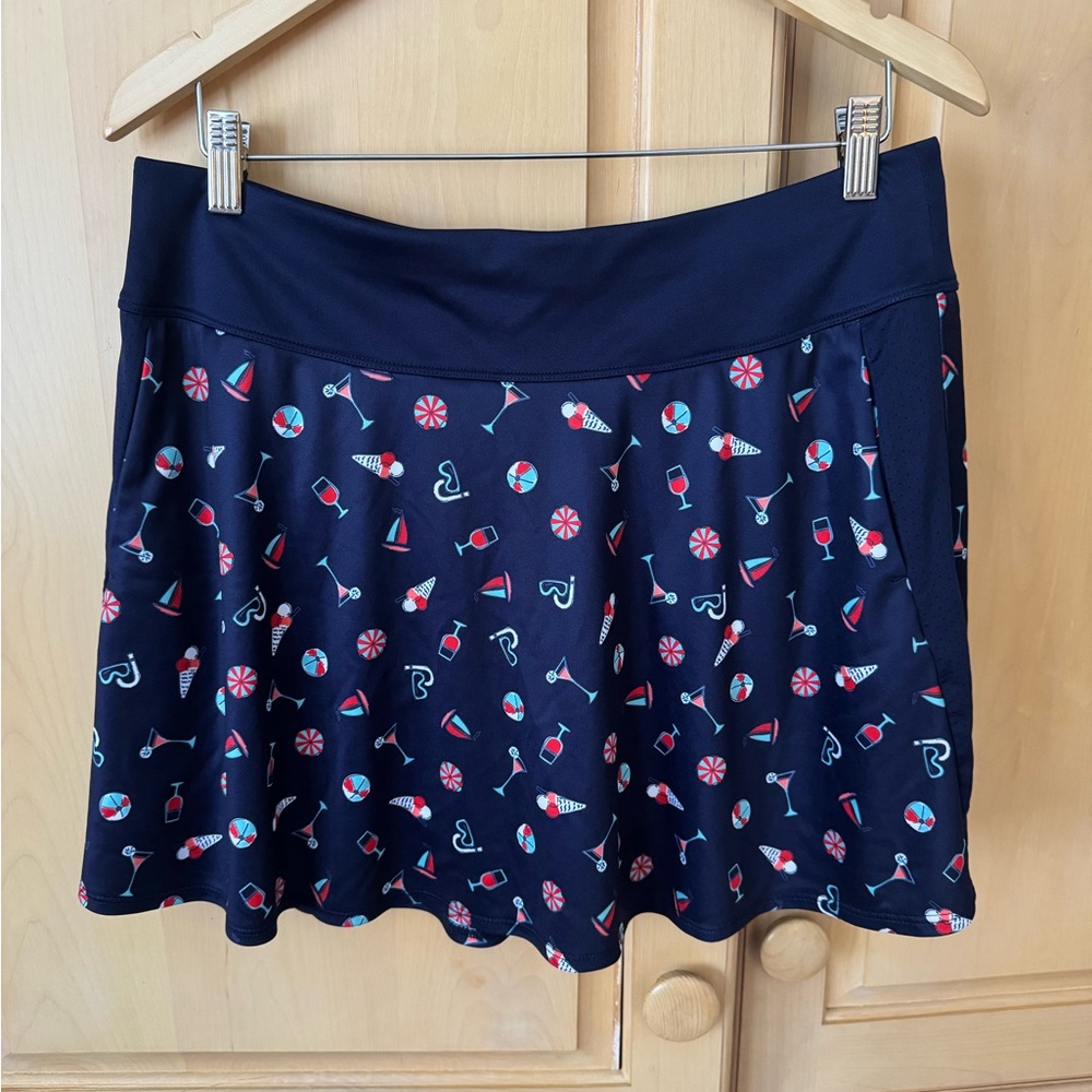 Grand Slam Navy Skater Skirt with Red and Light Blue Nautical Motifs